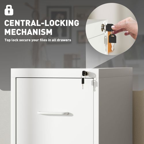 HOMCOM 4 Drawer Filing Cabinet Steel File Cabinet for A4 Letter Size White