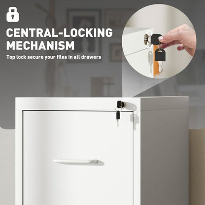 HOMCOM 4 Drawer Filing Cabinet Steel File Cabinet for A4 Letter Size White