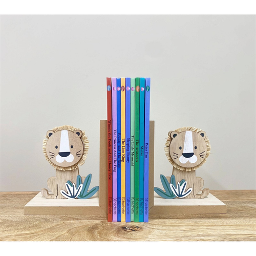 Set of Two Wooden Lion Bookends