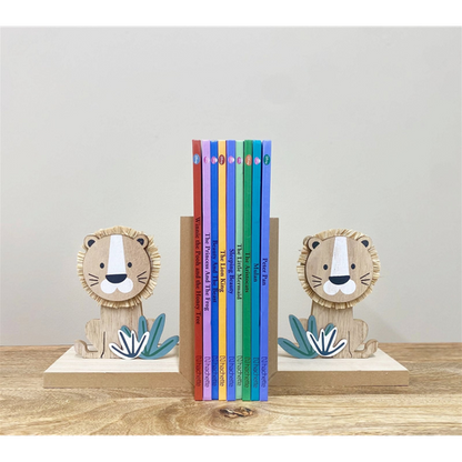 Set of Two Wooden Lion Bookends