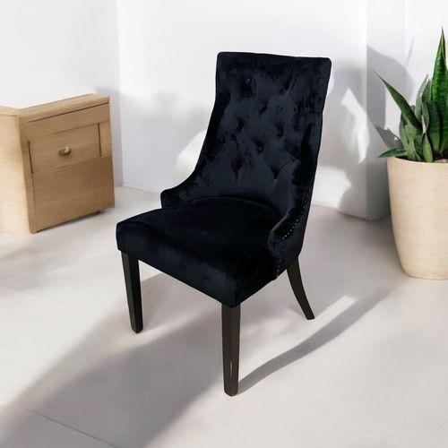 BLACK VELVET DINING CHAIR 91x56x66cm