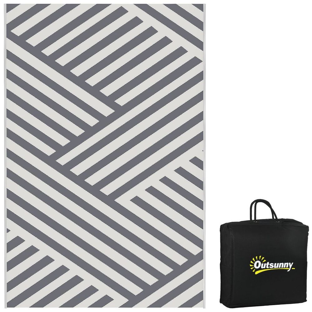 Outsunny Reversible Waterproof Outdoor Rug with Carry Bag, 182 x 274cm, Grey