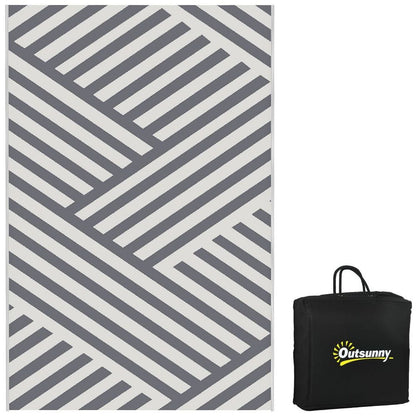 Outsunny Reversible Waterproof Outdoor Rug with Carry Bag, 182 x 274cm, Grey