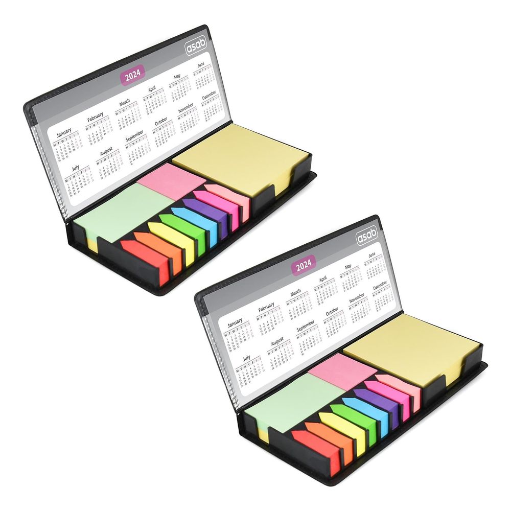 2024-2027 Sticky Notes Desk Calendar ZIZ000137 - Leather Look Set