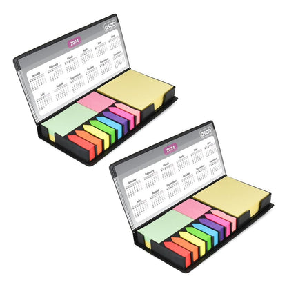 2024-2027 Sticky Notes Desk Calendar ZIZ000137 - Leather Look Set