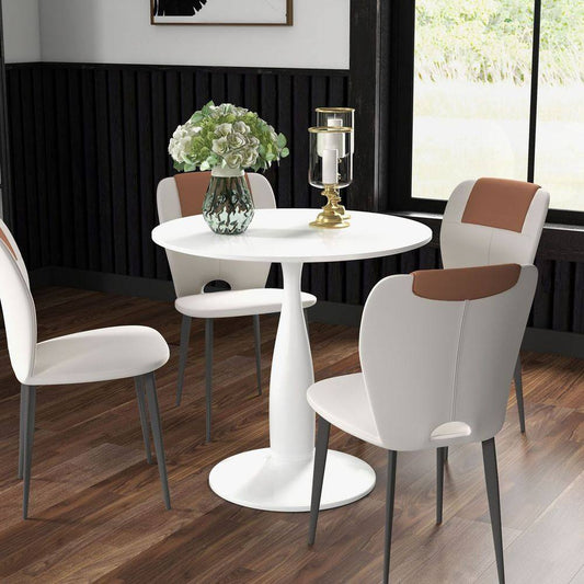 Homcom Round Dining Table with Steel Base for Living Room, Dining Room