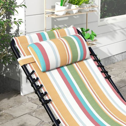 Outsunny 2 Pcs Folding Beach Chair Chaise Lounge 4 Adjustable Positions, Multi