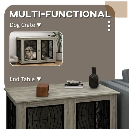 PawHut Dog Crate Furniture, 44.5" End Table for Extra Large Dogs w/ Cushion