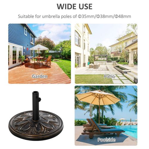 Outsunny 13KG Round Parasol Base Heavy Duty Cement Stand Umbrella Holder Bronze