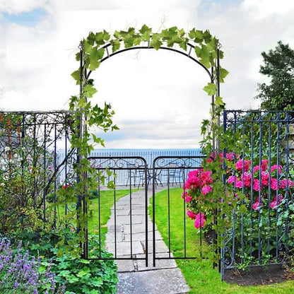 Metal Decorative Backyard Arch Gate Garden Arbor for Climbing Plants Outsunny