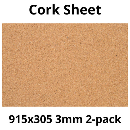 Cork Sheet - 915x305mm - 3mm - Décor and DIY - Pack of 2