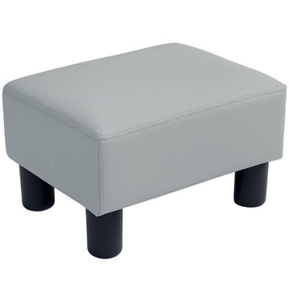 HOMCOM Chic Faux Leather Footstool Small Footrest with 4 Plastic Legs, Grey