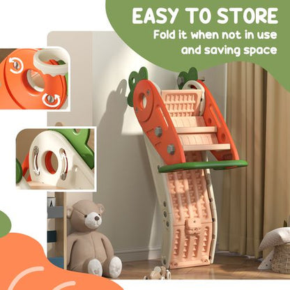 AIYAPLAY 3 in 1 Kids Slide, Carrot-themed Foldable Indoor Slide for 1-3 Years