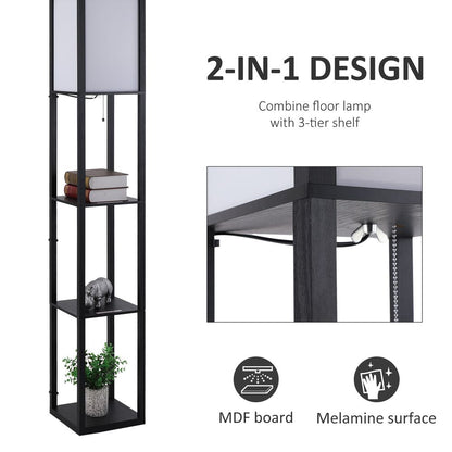 Modern 4-Tier Shelf Floor Lamp - Store, Display, and Illuminate - Black/White