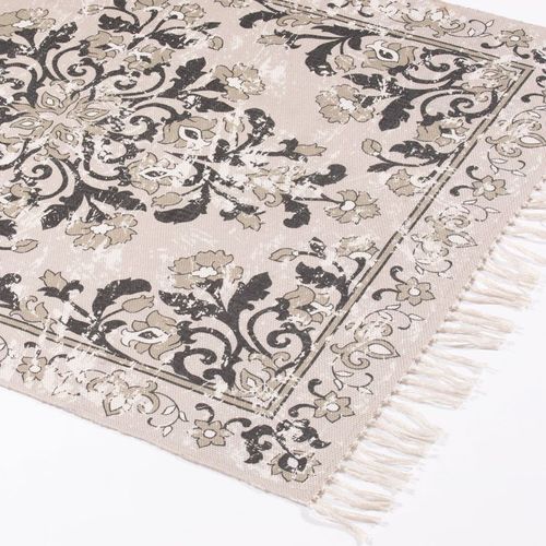 Kew Antique Printed 120x170cm Grey Rug with Tassel
