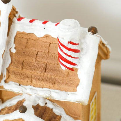 HOMCOM Lighted and Musical Christmas Candy House with Gingerbread Man Brown