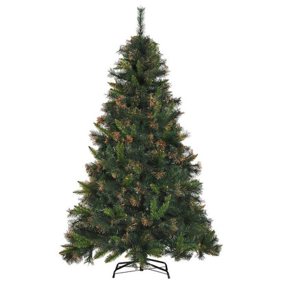 HOMCOM 6FT Pre-Lit Christmas Tree Artificial Spruce Tree Holiday Decor Stand