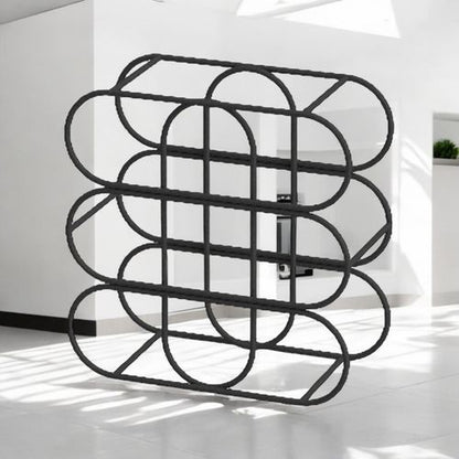 13" CAST IRON BLACK 9 BOTTLE WINE RACK