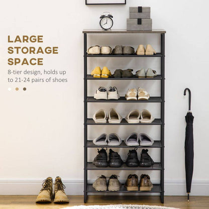 Homcom Shoe Rack, 8-tier Shoe Storage Shelf for 21-24 Pair Shoes for Entryway