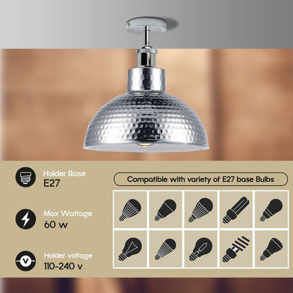 Vintage Industrial Metal Chrome Ceiling Light - High Quality & Stylish Flush Mount