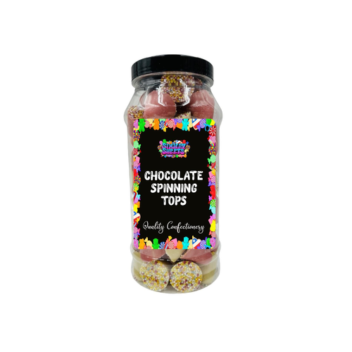 Chocolate Spinning Tops Shapes Retro Sweets Gift Jar - 670g