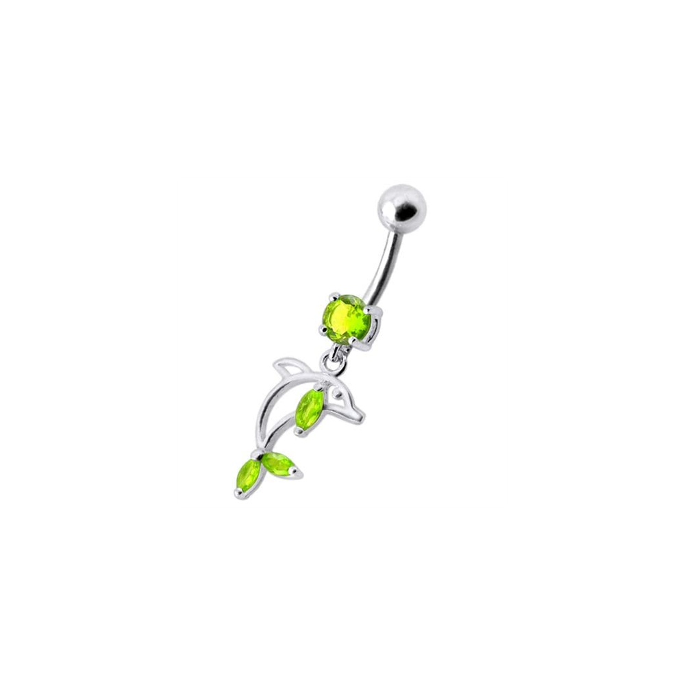 Jeweled Dolphin Dangling Navel Banana Ring