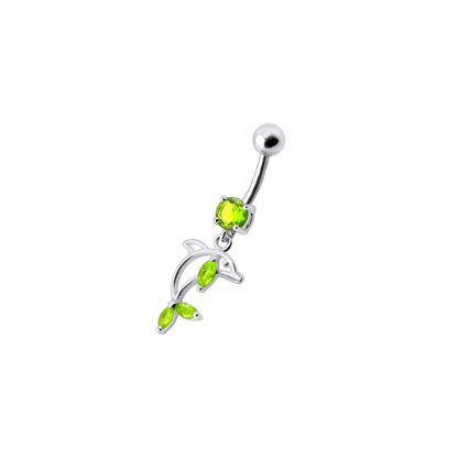 Jeweled Dolphin Dangling Navel Banana Ring