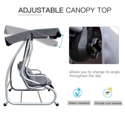 Luxury Hammock Swing Chair Bench with Free Pillows - Grey, Adjustable, Durable Metal Frame for Relaxation and Comfort