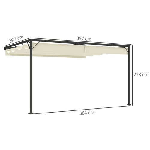 Outsunny 4 x 3(m) Outdoor Pergola Retractable Canopy Wall Mounted, Cream
