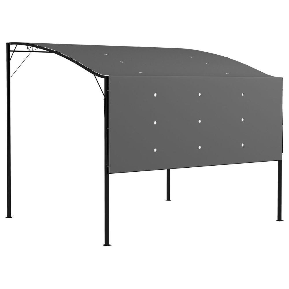Outsunny Grey Metal Gazebo Pergola - UV Resistant, Wall Mount Outdoor Shelter