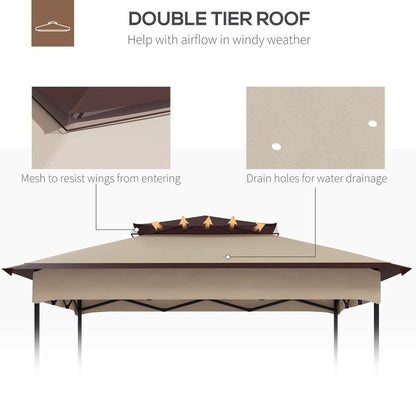 Premium Outsunny Gazebo Cover - 3.25mx3.25m, 2-Tier, 30+ UV Protection, Beige