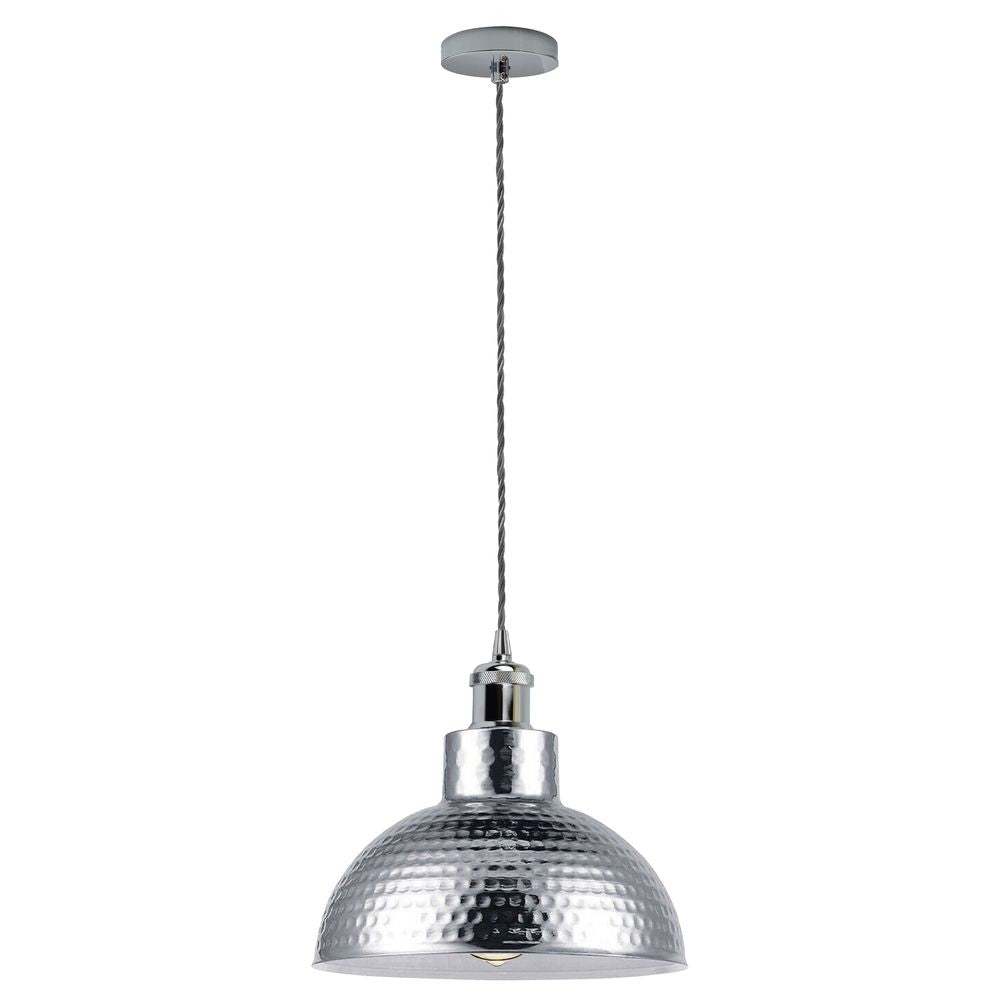 Vintage Industrial Chrome Pendant Light - High-Quality Metal Shade Hanging Lamp