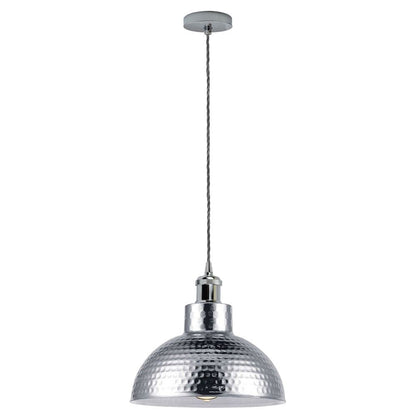 Vintage Industrial Chrome Pendant Light - High-Quality Metal Shade Hanging Lamp