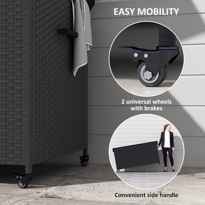 Outsunny 627 L Rattan Garden Storage Box with Gas Lift Lid and Wheels