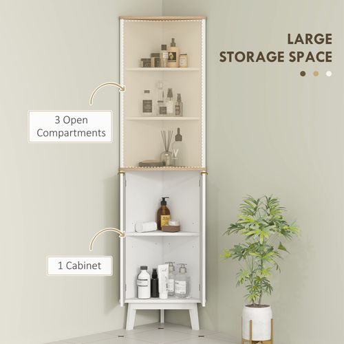 HOMCOM Slim Bathroom Storage Unit, Bathroom Cabinet with Doors, White