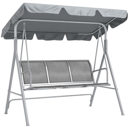 Premium Outsunny 3 Seater Metal Swing Chair - Grey | High-Quality Patio Bench with Canopy | Perfect for Garden and Outdoor Living
