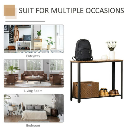 Industrial 2-Tier Console Table w/ Mesh Shelf - Entryway Hallway Furniture - Reliable & Stylish - 30kg Weight Capacity