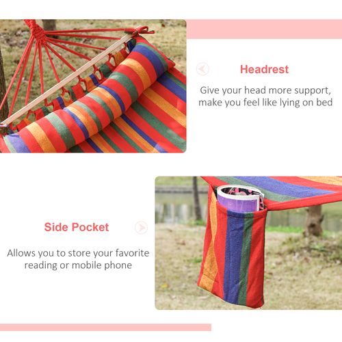 Cotton Hammock Soft Portable Swing Sleeping & Headrest & Side Pocket Chair
