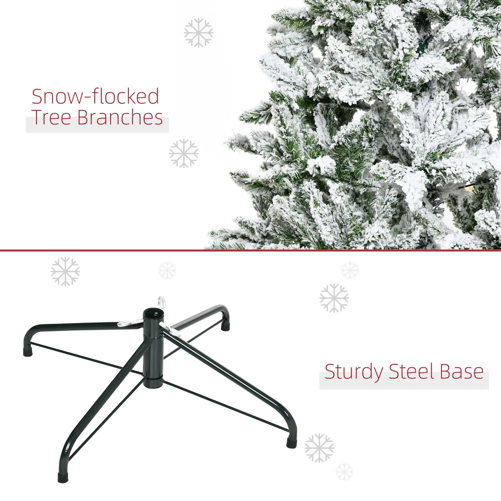 5ft Snow Flocked Artificial Christmas Tree w/ Realistic Branch Tips Homcom