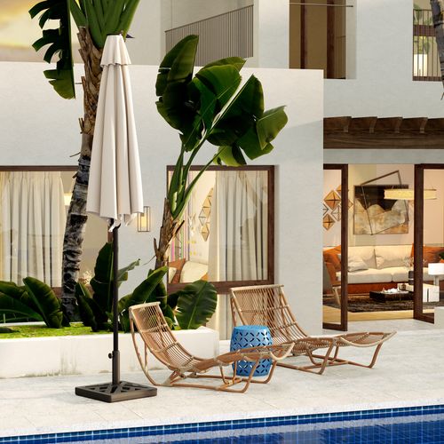 Outsunny Parasol Base 15kg Garden Umbrella Stand with Cut-Out Design, Black