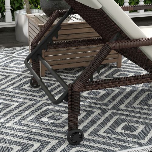 Outsunny Rattan Wicker Chaise Sun Lounger Garden w/ Adjustable Backrest & Wheels