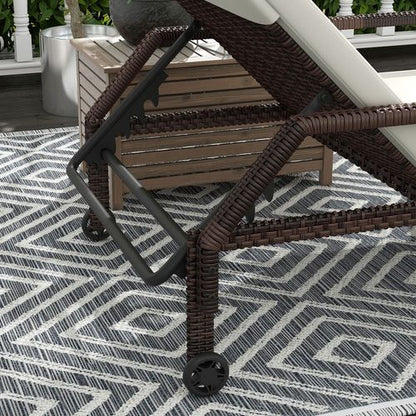 Outsunny Rattan Wicker Chaise Sun Lounger Garden w/ Adjustable Backrest & Wheels
