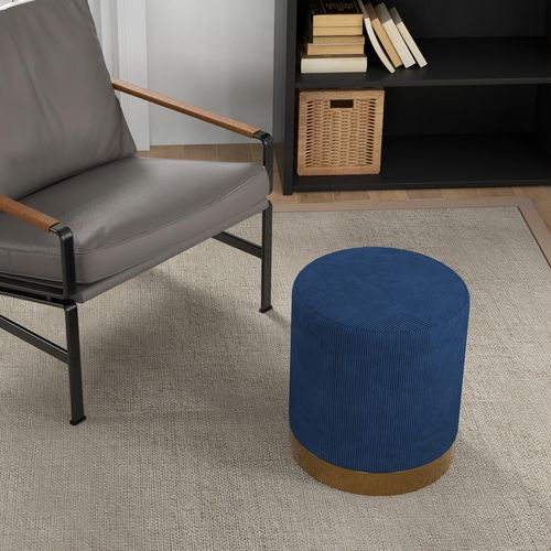 HOMCOM Modern Round Footstool, Fabric Upholstered Foot Rest