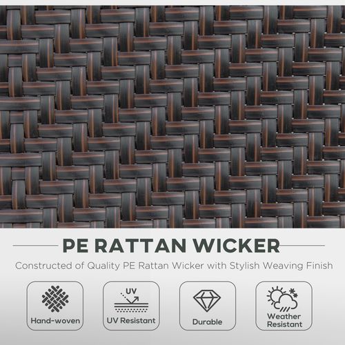 Set of 2 Outdoor Patio PE Rattan Dining Armrests Chair Adjustable Red Brown