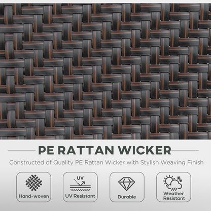 Set of 2 Outdoor Patio PE Rattan Dining Armrests Chair Adjustable Red Brown