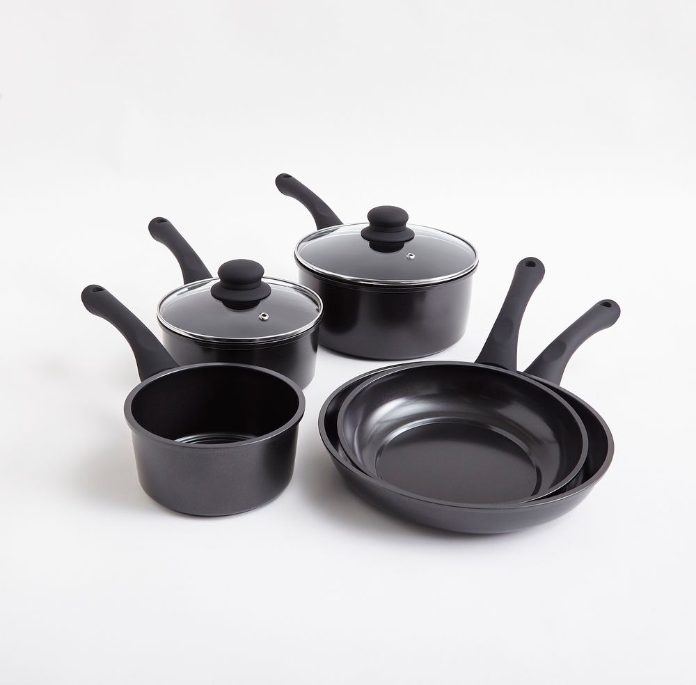 Cermalon 5pc Black Carbon Steel Cookware Set - Non-Stick, Dishwasher Safe, Induction Ready