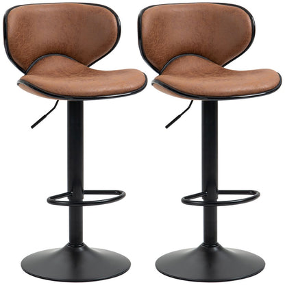 Vintage 2-Piece Microfiber Bar Stool Set | Adjustable Height Armless Chairs | High Quality & Stylish