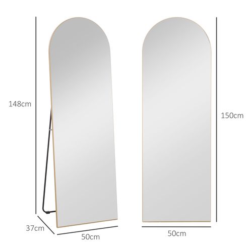 Homcom Floor Mirror Wall Mount Leaning Standing Mirror 50 x 150cm Gold Tone