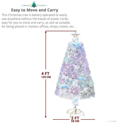 4ft 120 Branch Fiber Optic PVC Branch Iron Bracket Christmas Tree White