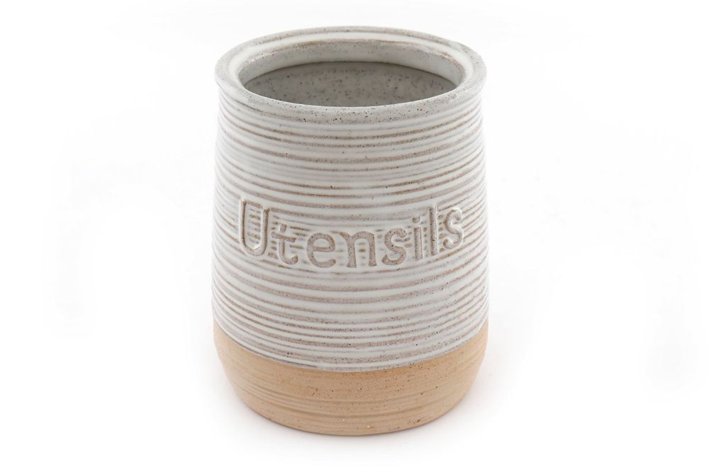Premium Natural Ceramic Utensil Holder - High Quality, Stylish & Durable - Ideal for Kitchen Organization